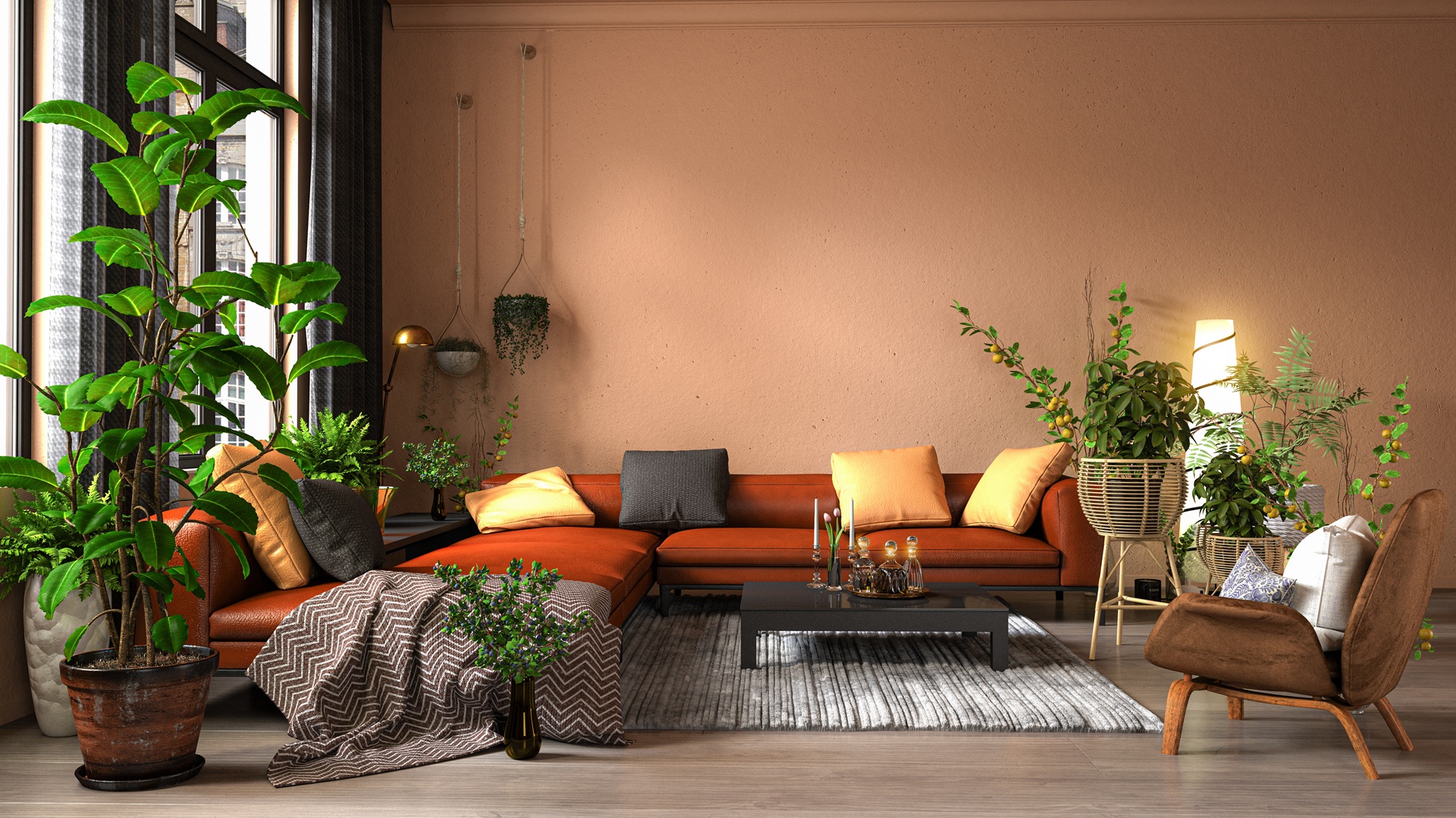 Pflanzenreiches Wohnzimmer mit Naturbezug | Dachbegrünung